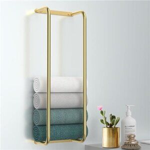 Towel Rack for Bathroom Wall Mounted, Bathroom Towel Storage - Brushed Gold